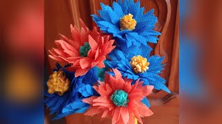 Beautiful decorative Arya flowers made with clothed carry bags😍👌,best out of waste