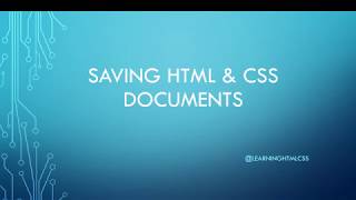 Saving HTML and CSS documents