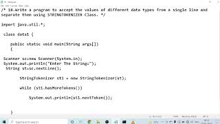 (18).Using STRINGTOKENIZER Class in java