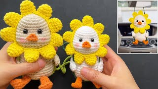 WOW! Easy Crochet Duck Car Hanging Swinging Ducking Mirror Pendant Amigurumi Animal Ornament钩织车挂粥粥鸭