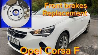 OPEL CORSA F FRONT BRAKE DISKS AND PADS REPLACEMENT CORSA F VORNE BREMSEN WECHSELN DIY