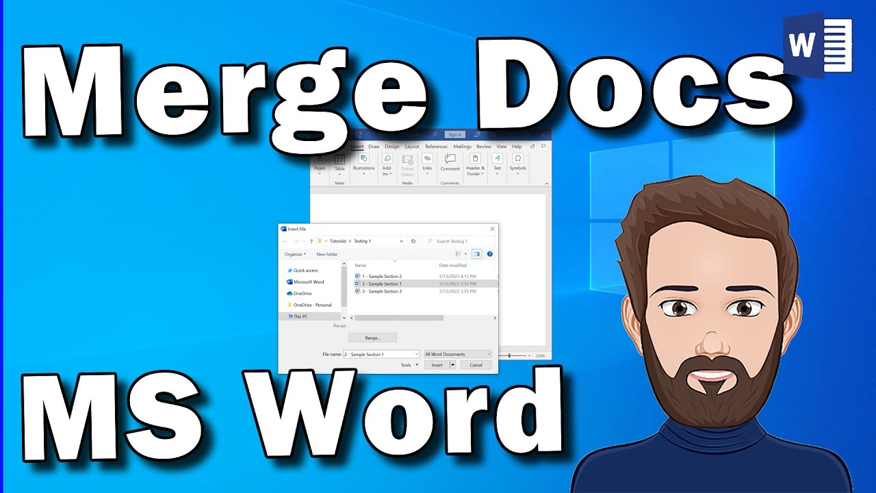 Quickly Combine (Merge) Word Documents In MS Office 365 - YouTube