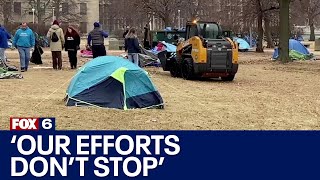 Abandoned tents removed from MacArthur Square, homeless moved indoors | FOX6 News Milwaukee