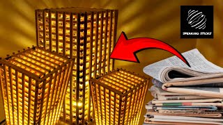 "Beautiful lattice design table lamp made from magazine pipes! Watch the video for this DIY idea."