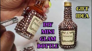 DIY RHINESTONE HENNESSY GLAM BOTTLE -50ML BLING SHORTY BOTTLE - GREAT DIY GIFT IDEA