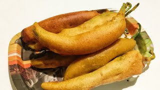 अगदी घरच्या साहित्यातून बनवा कुरकुरीत मिरची भजी|Mirchi bhaji|Chilli Pakoda|Starters|Shravan special|