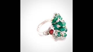 Rough Emerald \u0026 Orange Sapphire Seafan Ring - Emeralds International LLC.