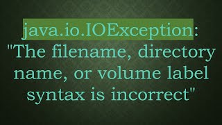 java.io.IOException: \