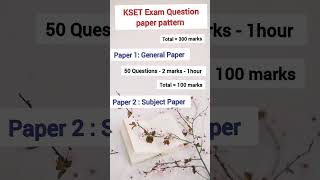 KSET Exam Question paper pattern