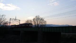 阪急電鉄　夕暮れ時の小畑川橋梁を通過する列車集　Movies of Hankyu Railway's trains passing Obata river vridge