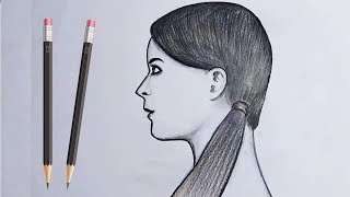 How to draw side face of girl step by step