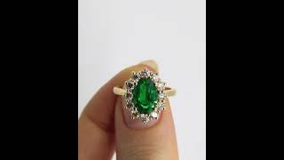 Bespoke Oval Emerald Cluster Ring / By Flawless