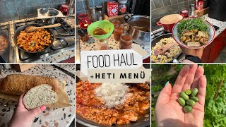 Gyors HETI MENÜ + FOOD HAUL - befőzés, kenyér recept, csirkés ételek + őszi veteményes 🍅🧀🥕!