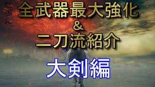 【エルデンリング】最強武器はどれだ？全武器最大強化‼二刀流モーションのダメージ紹介　～大剣編～【ELDENRING】