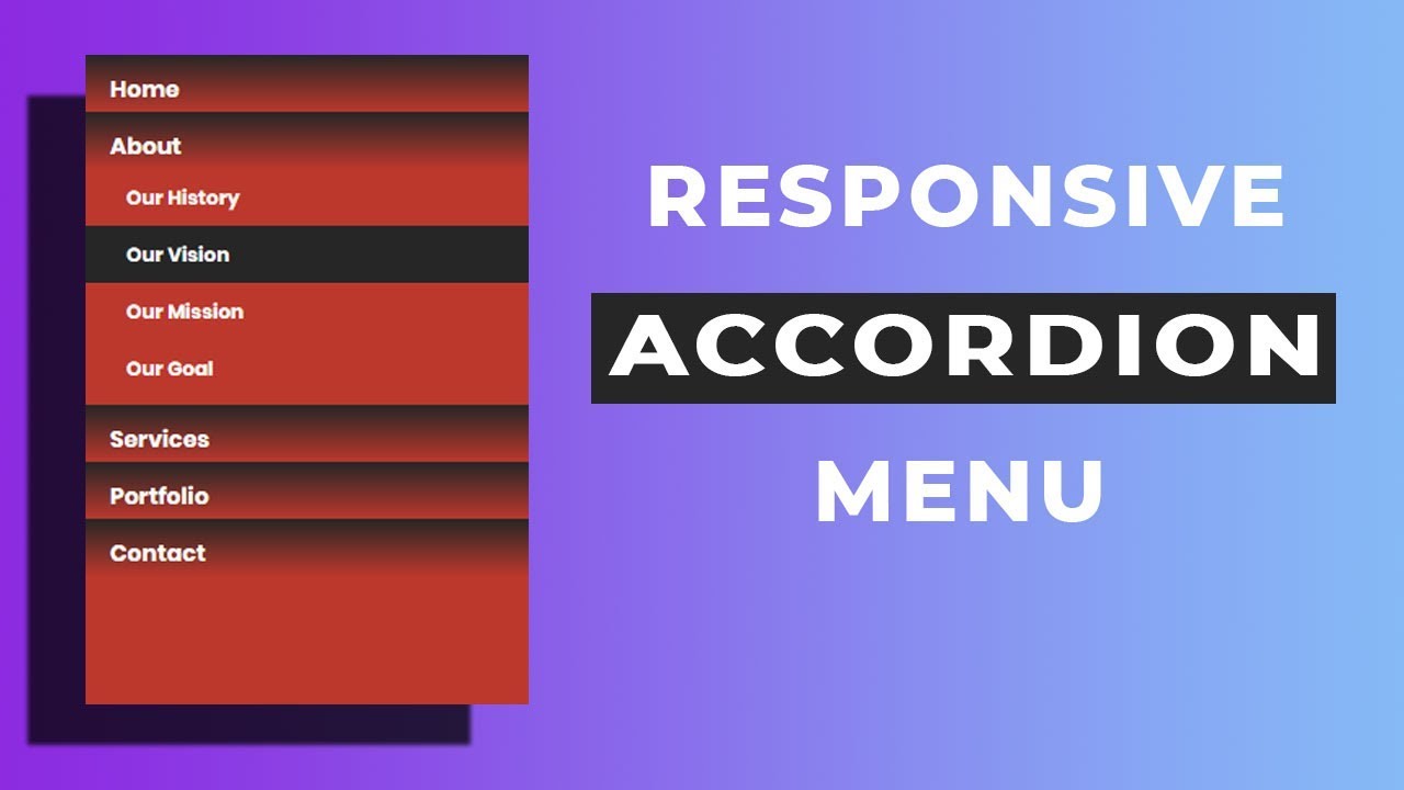 Responsive Vertical Accordion Menu Using Html And Css - YouTube