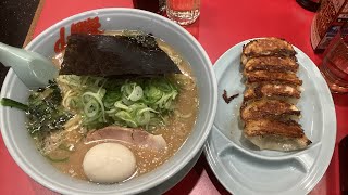 ラーメン山岡家 醤油大盛＋ネギトッピング＋煮玉子トッピング＋餃子