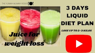 3 DAYS  LIQUID DIET PLAN | JUICE FOR WEIGHT LOSS | LOSE UP TO 2-3 KILOS