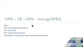 7.3 Calculation of Indexed Personal Result (IPR) and Normalised Personal Result (NPR)