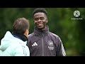 ✅ inside training today bukayo saka storm s training ready for nottingham forest