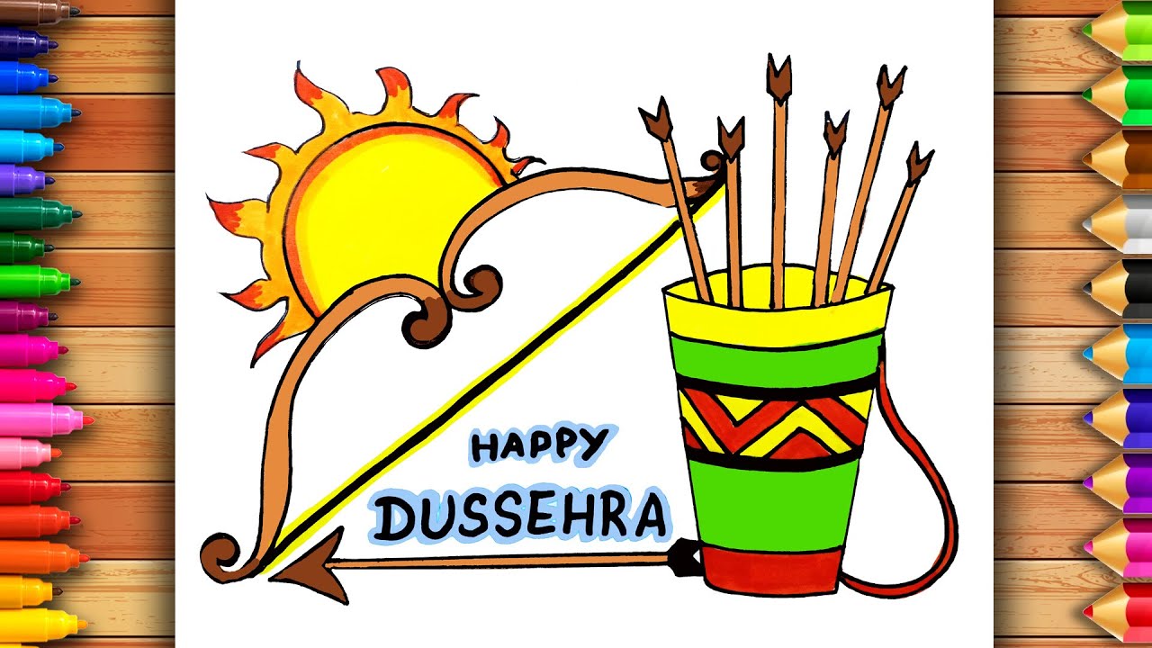 Dussehra Drawing | Happy Dussehra | Vijaya Dashami Drawing | Dussehra ...