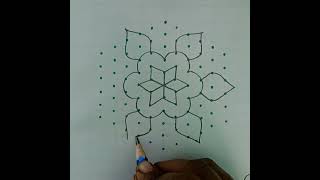 daily pulli kolam//11*6 middle dots 🌸 kolam/muggulu with dots/⭐pulli vacha kola//easy deepam rangoli