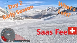 [4K] Skiing Saas Fee, Day 2 Remaining Open Pistes - Early Season! Wallis Switzerland, GoPro HERO11