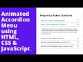 Create Simple Accordion Menu using HTML, CSS & JavaScript