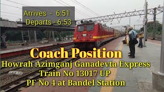 13017 howrah azimganj Ganadevta express Coach Position at Bandel Junction # GANADEVTA EXPRESS