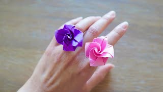 How to make beautiful rose ring | DIY paper rose ring | orgami rose ❤️