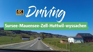 Driving from sursee to huttwil wyssachen, Switzerland. 4k