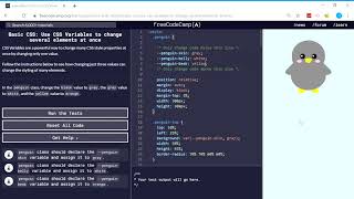 Basic CSS (37/44) | Use CSS Variables to change several elements at once | freeCodeCamp