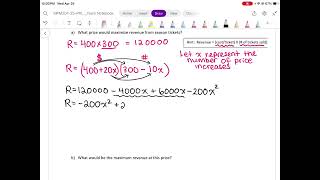 Quadratics word problems - Revenue