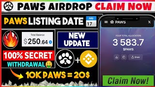 Paws Pre Market Price | Paws Listing Binance | Paws Listing Date | Paws Airdrop New Update Today