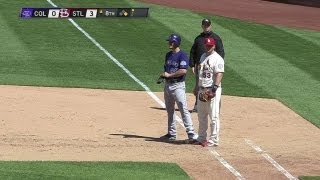 COL@STL: Arenado breaks up Wainwright's no-hitter