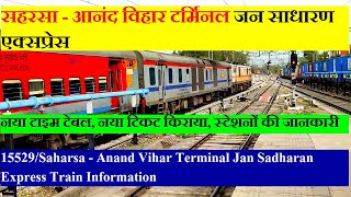 जन साधारण एक्सप्रेस | 15529 Train | Train Info | Saharsa  Anand Vihar Terminal Jan Sadharan Express