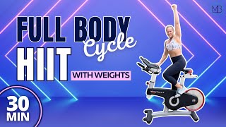 30 MIN Cycle HIIT Workout with Weights // Spin Cardio + Strength Intervals // BUILD & BURN🔥