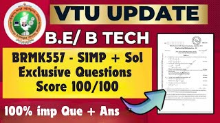 BRMK557 Exclusive Most imp Questions score 100/100 #importantquestions #vtu #viralvideo