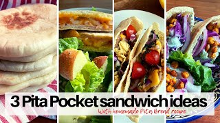 피타 포켓 샌드위치 레시피. Pita pocket sandwich ideas with Homemade Pita bread.