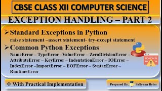 Python Exception Handling (Part 2) | CBSE Class 12 Comp Sci | Common Exceptions & try-except"