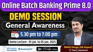 General Awareness Day 2 || Banking Prime 8.0 Demo Session || Nikhil Dange