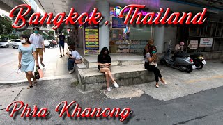 Walking in Bangkok, Thailand. Sukhumvit Road near Phra Khanong BTS Station. ORANGE ua