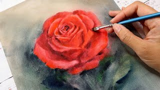 How To Paint A Red Rose In Watercolor By Using Wet-On-Wet Technique
