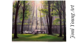How To Paint “Dock On The Lake” acrylic painting tutorial