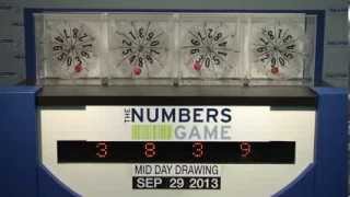 Midday Numbers Game Drawing: Sunday, September 29, 2013