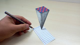 Let's make a 3d CHESS drawing on the paper _ easy 3d drawing