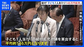 政府掲げる子ども・子育て政策により「給付額が子ども1人あたり146万円拡充」加藤こども政策担当大臣が明らかに｜TBS NEWS DIG