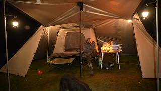 CAMPING in the RAIN - TENT in a TENT - Dog
