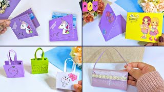 4 DIY Paper Purse Ideas | How To Make Paper Bag | Easy Present Ideas || Aklima Crafts and Journals