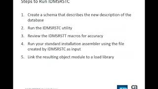 [REPLAY] CA IDMS Database Maintenance: Modify the Database Structure (2 of 2) – November 2, 2018