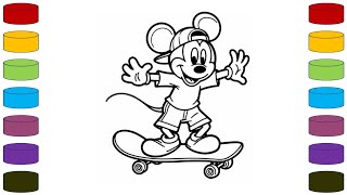 Cute Mickey Mouse Drawing for kids, Painting \u0026 Coloring for kids, Toddlers | Let's Draw Together